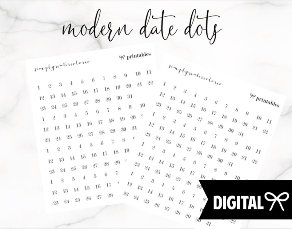 FOIL Modern Date Dots PRINTABLE + FREE Cut Lines