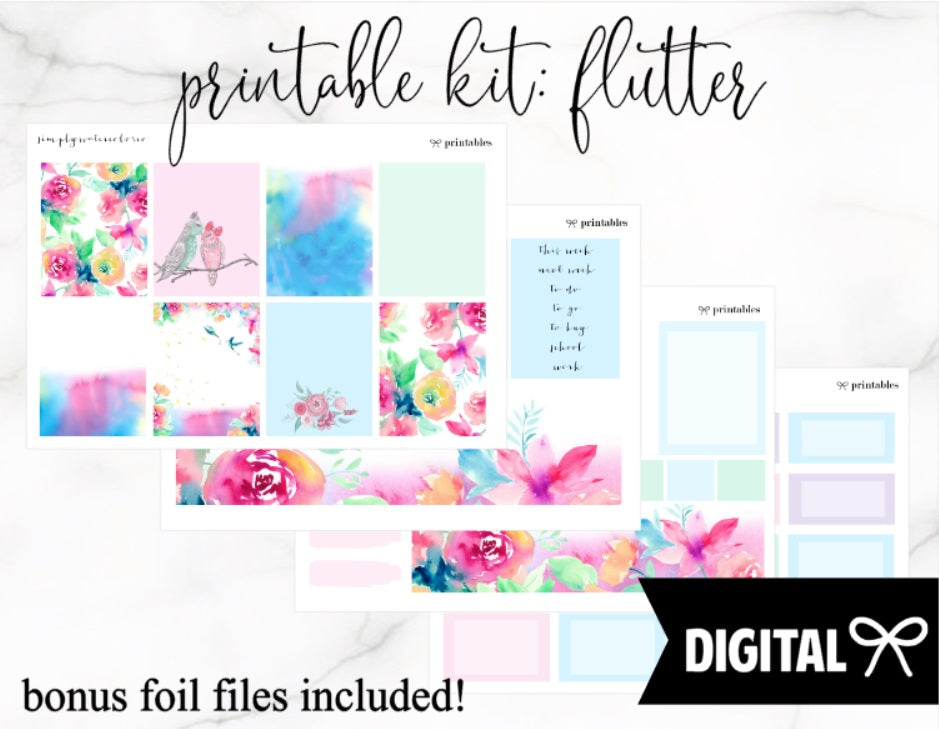FOIL Flutter Kit PRINTABLE + FREE Cut Lines (Bonus Foil Files Included)