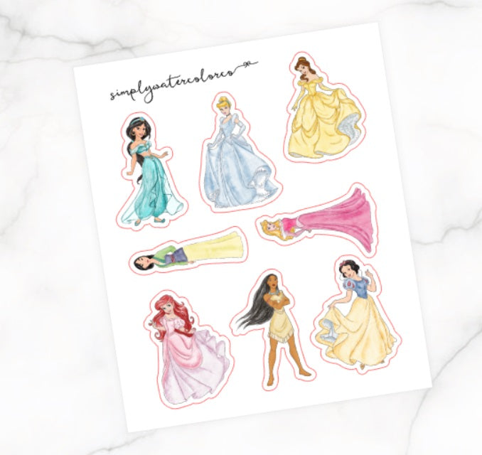 Princesses Watercolor Deco