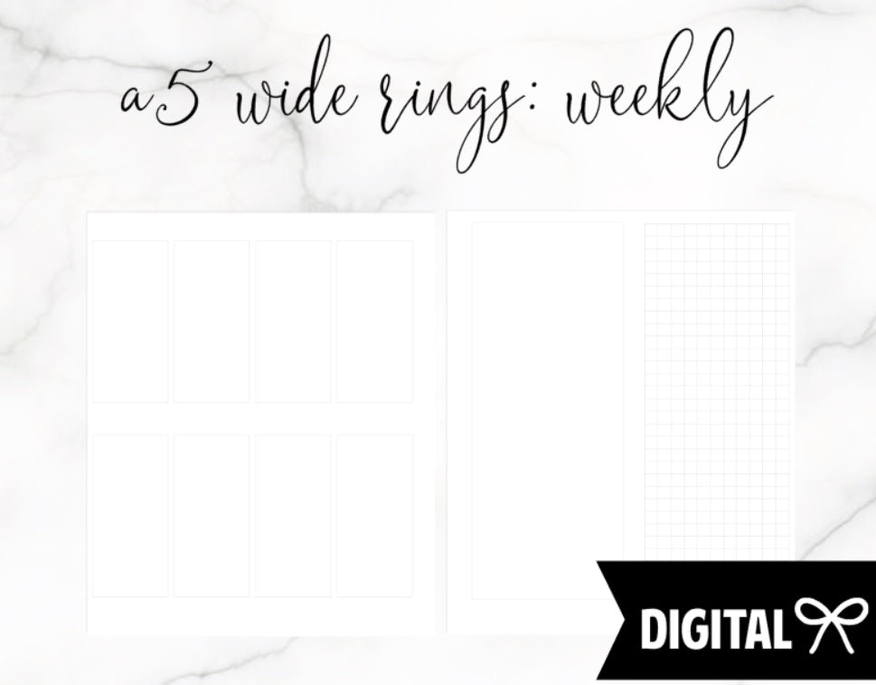 A5 Wide Rings PRINTABLE // Weekly Overview